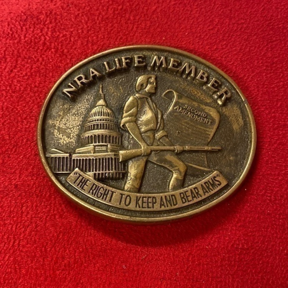 Solid brass NRA belt buckle